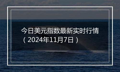 今日美元指数最新实时行情（2024年11月7日）