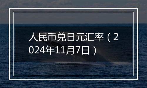 人民币兑日元汇率（2024年11月7日）