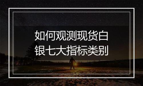 如何观测现货白银七大指标类别