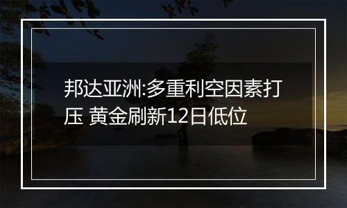 邦达亚洲:多重利空因素打压 黄金刷新12日低位