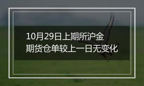 10月29日上期所沪金期货仓单较上一日无变化