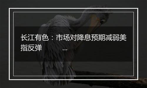 长江有色：市场对降息预期减弱美指反弹 10日镍价或下跌