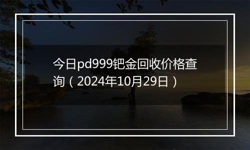 今日pd999钯金回收价格查询（2024年10月29日）