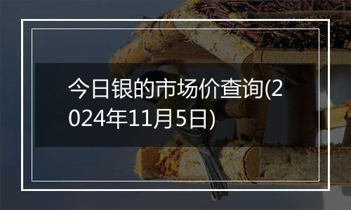 今日银的市场价查询(2024年11月5日)