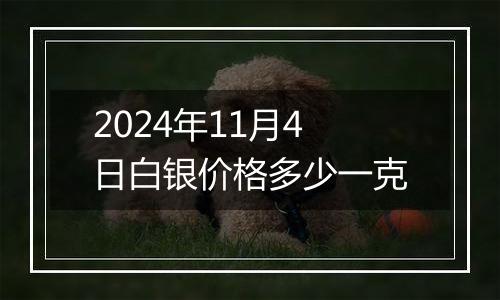 2024年11月4日白银价格多少一克