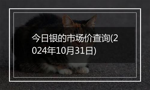 今日银的市场价查询(2024年10月31日)