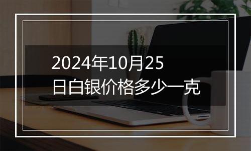 2024年10月25日白银价格多少一克