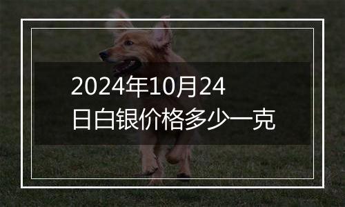 2024年10月24日白银价格多少一克