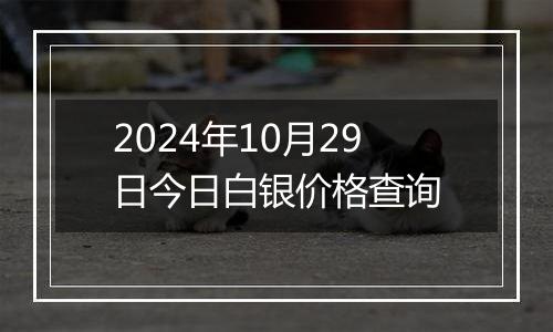 2024年10月29日今日白银价格查询