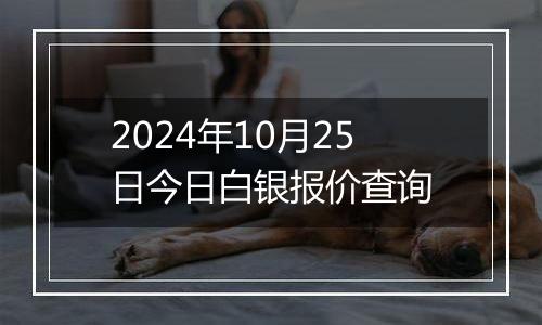 2024年10月25日今日白银报价查询