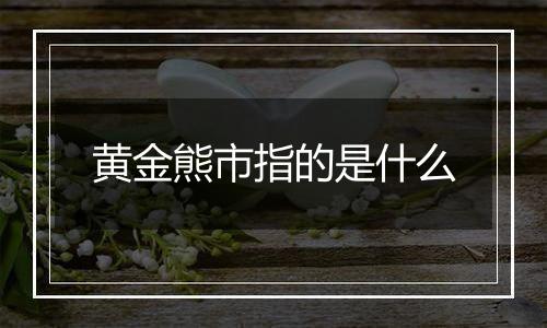 黄金熊市指的是什么