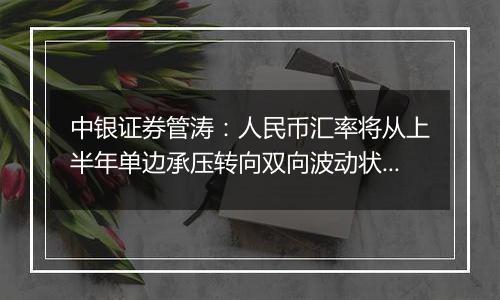 中银证券管涛：人民币汇率将从上半年单边承压转向双向波动状态