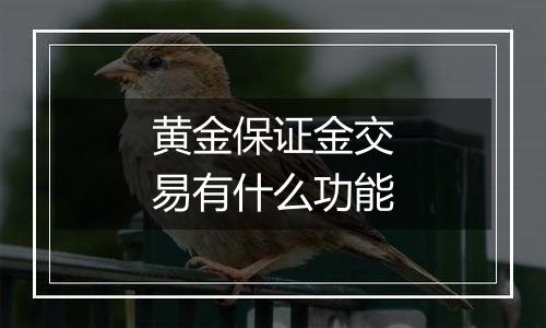 黄金保证金交易有什么功能