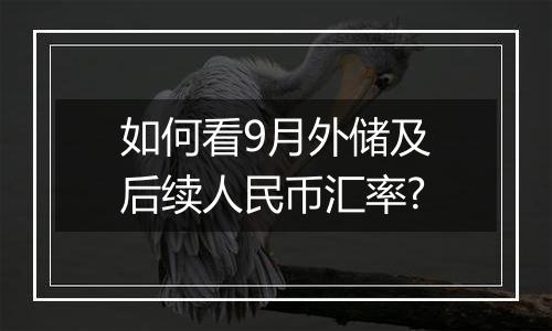 如何看9月外储及后续人民币汇率?