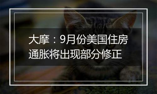 大摩：9月份美国住房通胀将出现部分修正