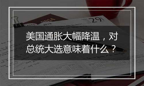 美国通胀大幅降温，对总统大选意味着什么？