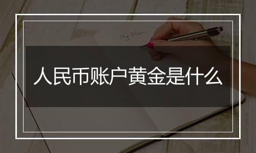 人民币账户黄金是什么