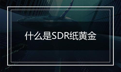 什么是SDR纸黄金