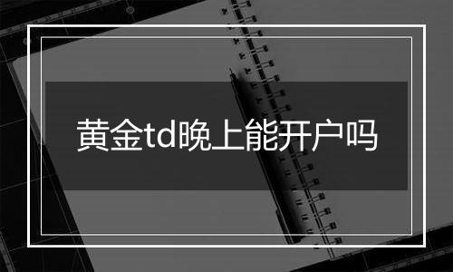 黄金td晚上能开户吗