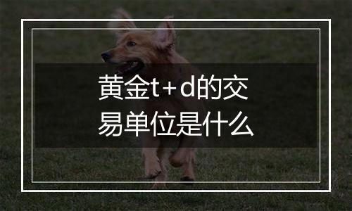 黄金t+d的交易单位是什么