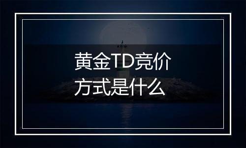 黄金TD竞价方式是什么