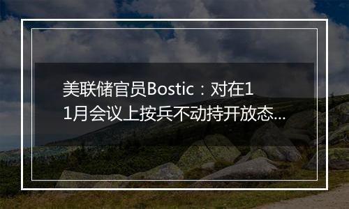 美联储官员Bostic：对在11月会议上按兵不动持开放态度