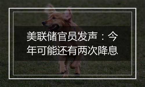 美联储官员发声：今年可能还有两次降息