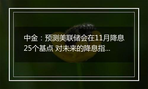 中金：预测美联储会在11月降息25个基点 对未来的降息指引会更加谨慎