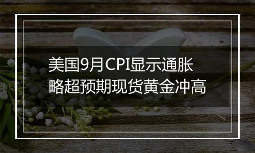 美国9月CPI显示通胀略超预期现货黄金冲高