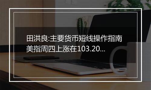 田洪良:主要货币短线操作指南 美指周四上涨在103.20之下遇阻