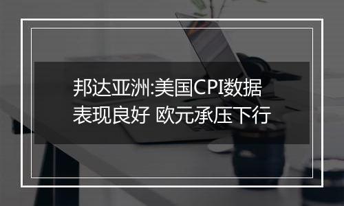 邦达亚洲:美国CPI数据表现良好 欧元承压下行