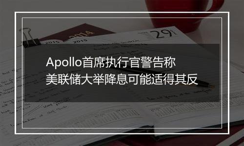 Apollo首席执行官警告称美联储大举降息可能适得其反