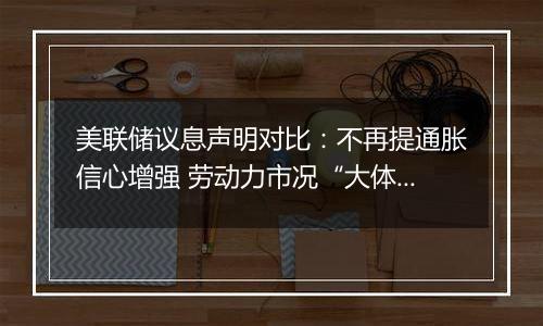 美联储议息声明对比：不再提通胀信心增强 劳动力市况“大体缓和”