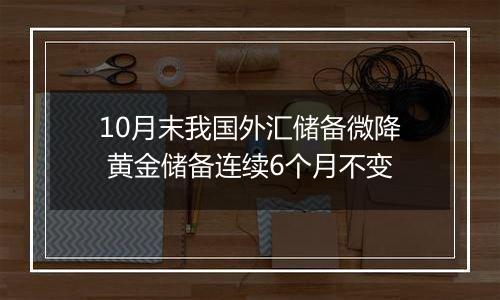 10月末我国外汇储备微降 黄金储备连续6个月不变