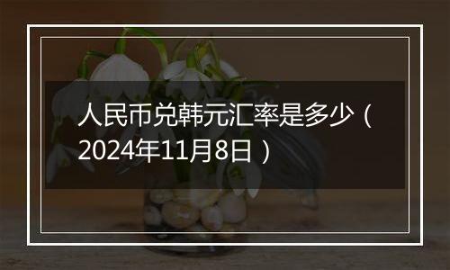 人民币兑韩元汇率是多少（2024年11月8日）