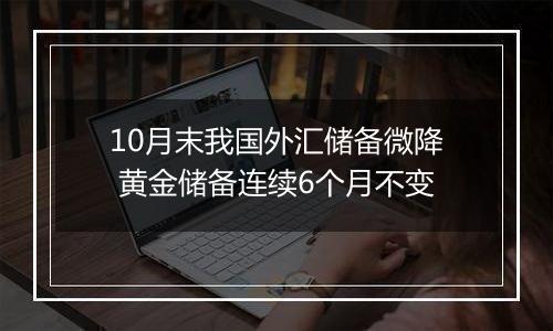 10月末我国外汇储备微降 黄金储备连续6个月不变