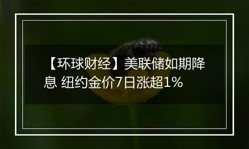 【环球财经】美联储如期降息 纽约金价7日涨超1%