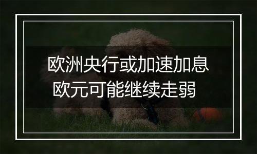 欧洲央行或加速加息 欧元可能继续走弱