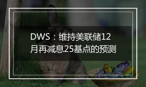 DWS：维持美联储12月再减息25基点的预测