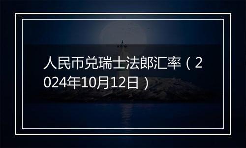 人民币兑瑞士法郎汇率（2024年10月12日）