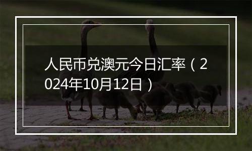 人民币兑澳元今日汇率（2024年10月12日）