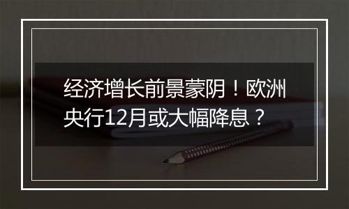 经济增长前景蒙阴！欧洲央行12月或大幅降息？