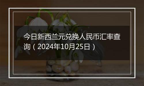 今日新西兰元兑换人民币汇率查询（2024年10月25日）