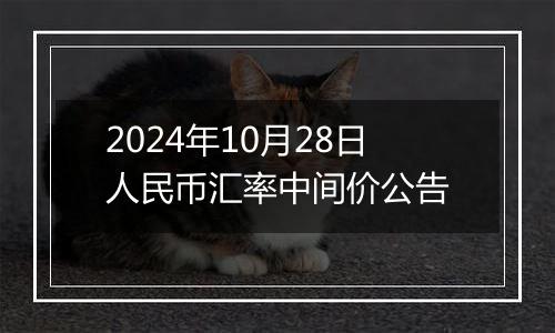 2024年10月28日人民币汇率中间价公告