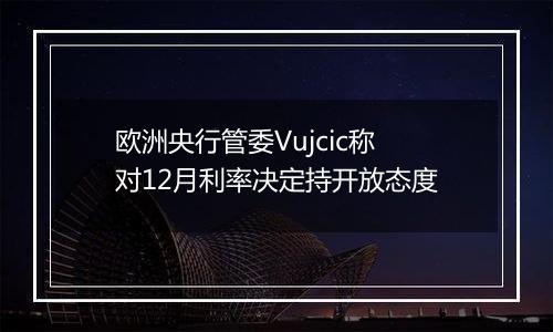 欧洲央行管委Vujcic称对12月利率决定持开放态度