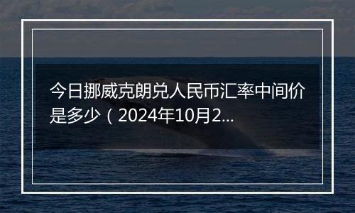 今日挪威克朗兑人民币汇率中间价是多少（2024年10月24日）