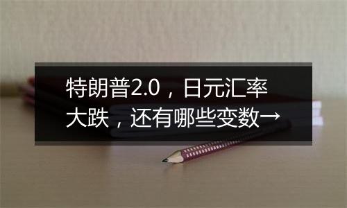 特朗普2.0，日元汇率大跌，还有哪些变数→