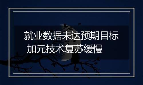 就业数据未达预期目标 加元技术复苏缓慢