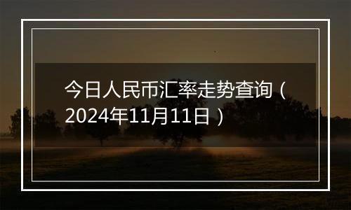 今日人民币汇率走势查询（2024年11月11日）