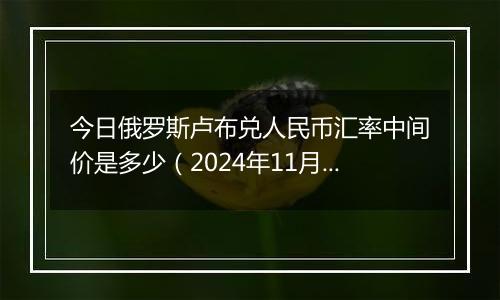 今日俄罗斯卢布兑人民币汇率中间价是多少（2024年11月11日）